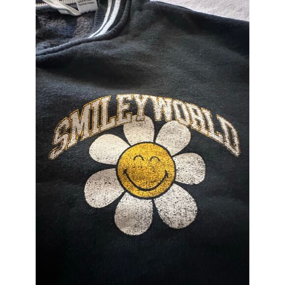 H&M Kid's Dark Gray SmileyWorld Printed Sweatshirt Baseball Jacket Size 12/14 - Picture 3 of 4